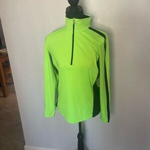 Lauren Ralph Lauren Neon Lime Half-Zip Active Pullover with Black Accents